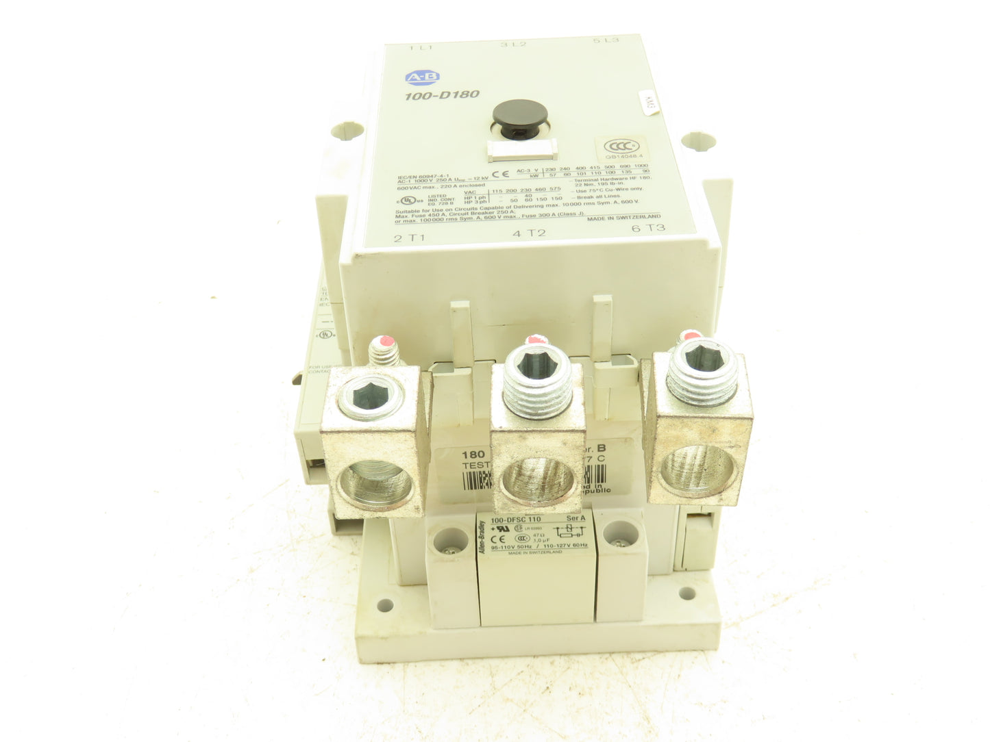 Allen Bradley 100-D180 Motor Starter Contactor 250A 3Ph 600VAC 150HP W Interlock