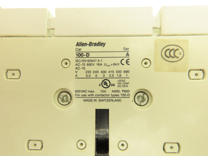 Allen Bradley 100-D180 Motor Starter Contactor 250A 3PH 600VAC 150HP Ser B