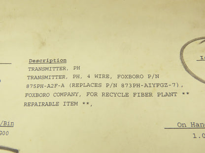 Foxboro CAPP 333187 Electrochemical Contacting Conductivity Analyzer