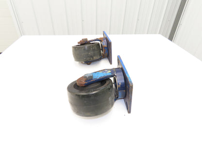 RWM Heavy Duty Casters 6"x 3" Height 8" Plate 7-1/4"x 5-1/4" Swivel Lot of 2