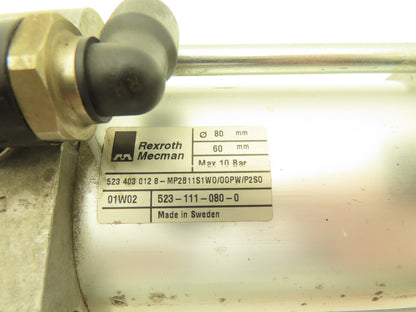 Rexroth 523-111-080-0 Pneumatic Cylinder 60mm Bore 80mm Stroke Locking Cylinder