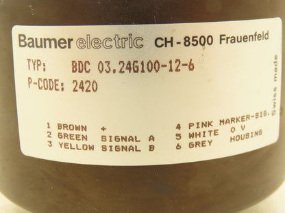 Baumer Electric BDC 03.24G100-12-6 Rotary Encoder 12mm Shaft 6-Pin