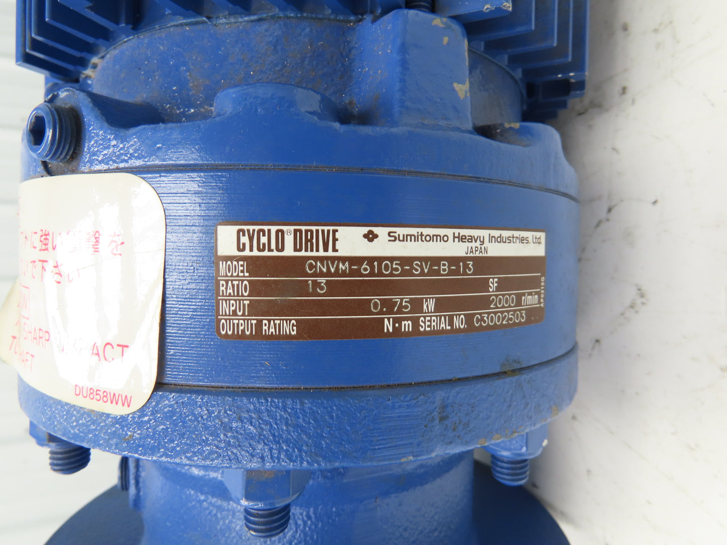 Sumitomo FS271MTCT16 Cyclo-Drive 13:1 Servo Gearmotor 200V 3PH CNVM-6105-SV-B-13