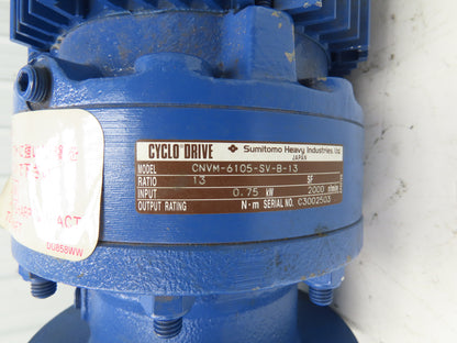 Sumitomo FS271MTCT16 Cyclo-Drive 13:1 Servo Gearmotor 200V 3PH CNVM-6105-SV-B-13