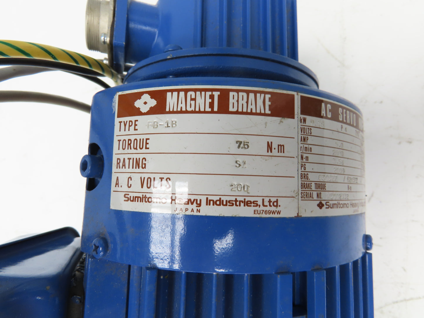 Sumitomo FS271MTCT16 Cyclo-Drive 13:1 Servo Gearmotor 200V 3PH CNVM-6105-SV-B-13