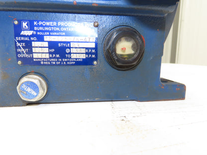 K-Power Kopp Style B3 Roller Variator 1.6Hp 177-2121 RPM Foot Mount