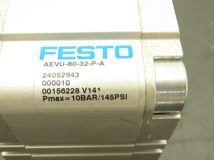 Festo AEVU-80-32-P-A Pneumatic Cylinder 80mm Bore 32mm Stroke 145PSI