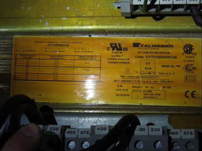 Talweber Electric Power Transformer 11kva Pri 230/460/575VAC 3Ph Sec 440VAC