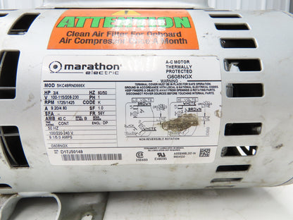 Marathon Single Phase 3/4Hp Motor 115/230V 1PH For Rotary Vane Vacuum Pump