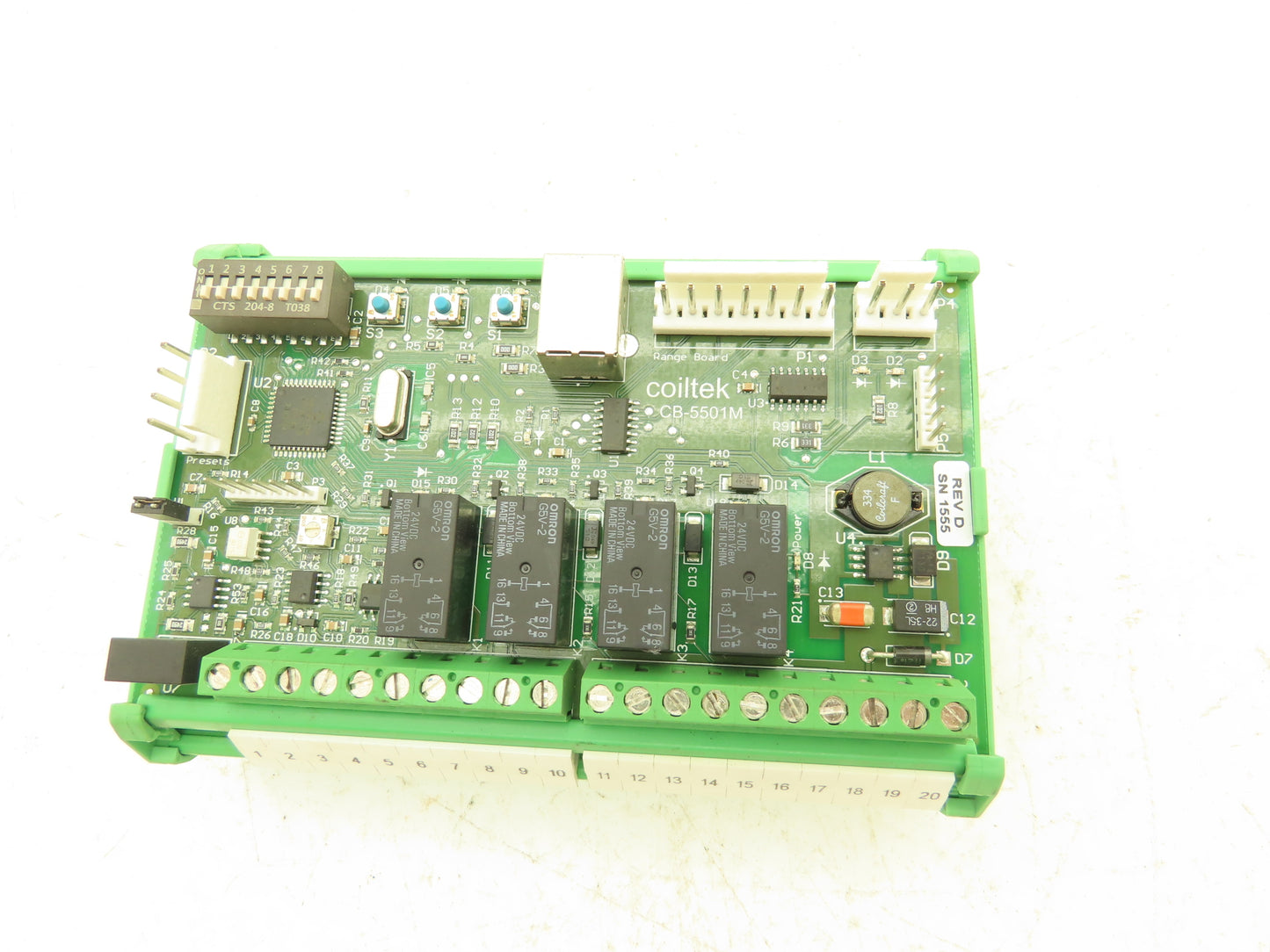 Coiltek CB-5501M Ultrasonic Sensor Loop Control Board CS-5000 & CS-5100 Rev D