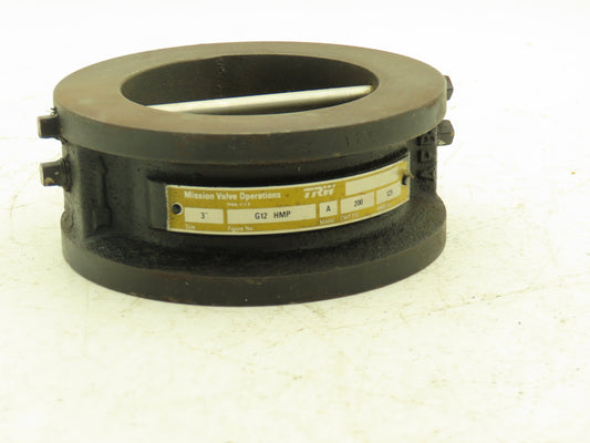 TRW Mission G12HMP Duo-Check Cast Iron 3" Wafer Check Valve Dual Plate Non Slam