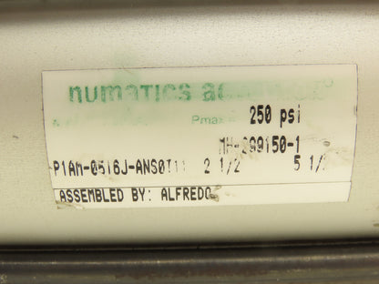 Numatics P1AM-0516J-ANS0T11 Pneumatic Air Cylinder 2-1/2" Bore 5-1/2" Stroke