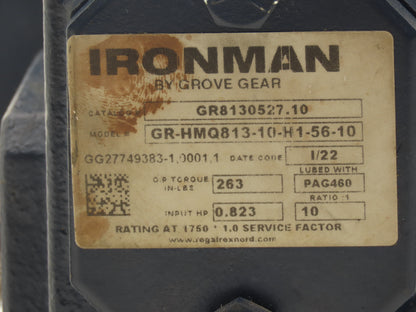 Ironman GR-HMQ-813-10-H1-56-10 Worm Gearbox 10:1 - 175rpm 56C 5/8"Hollow Shaft