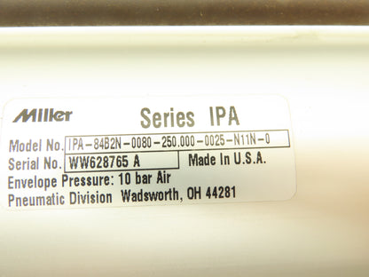 Miller IPA-84B2N-0080-250.000-0025-N11N-0 Pneumatic Air Cylinder 80mm x 250mm