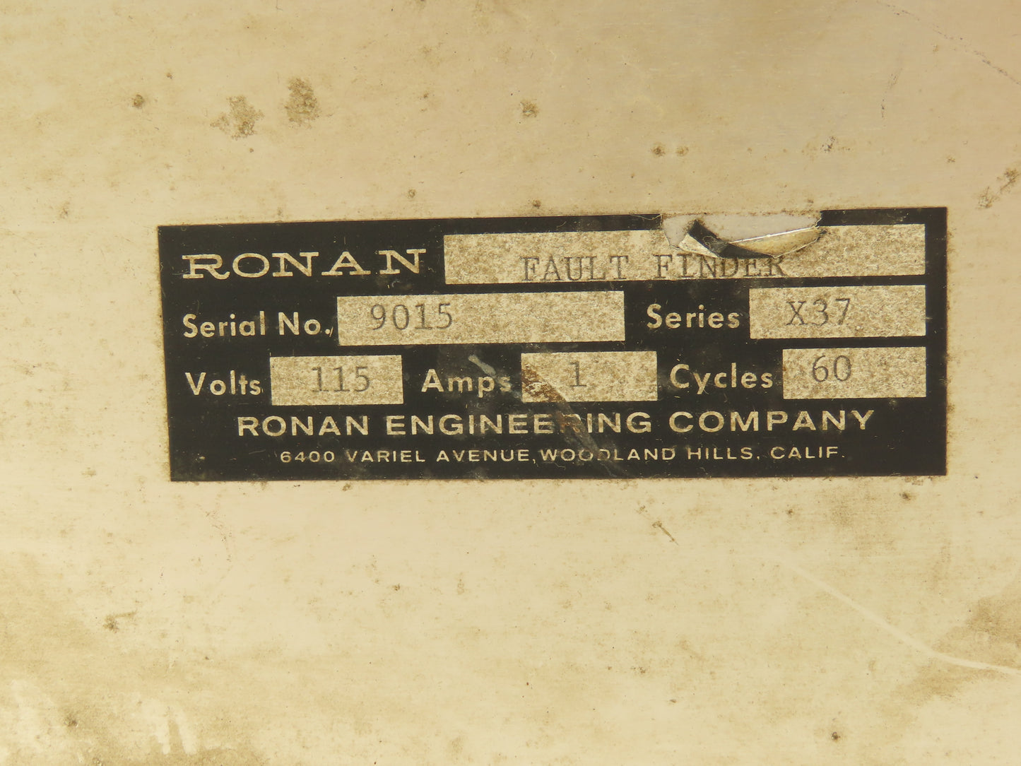 Ronan Series X37 Fault Finder 115VAC 1A 60Hz