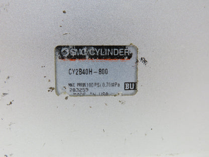 SMC CY2B40H-800 Pneumatic Air Magnetically Coupled Rodless Cylinder 40mm X 800mm