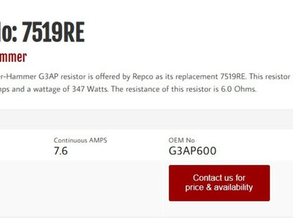 Gould-Shawmut G3AP600 Wire Wound Precharge Resistor Assembly 6 Ohm