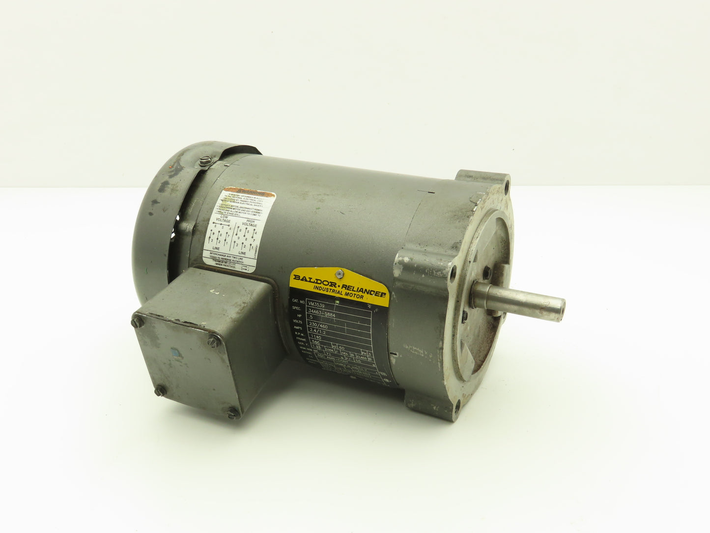Baldor VM3539 AC Motor 1/2Hp 1140 RPM 230/460V 3PH 56C TEFC