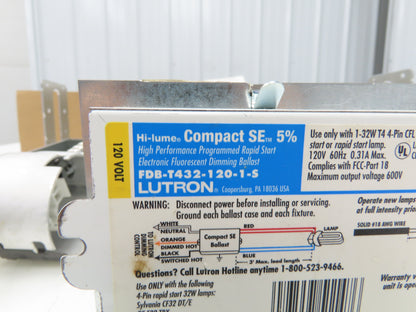 Lithonia Lutron FDB-T432-120-1-S Downlight Housing T4 Dimming Ballast 32W 120V