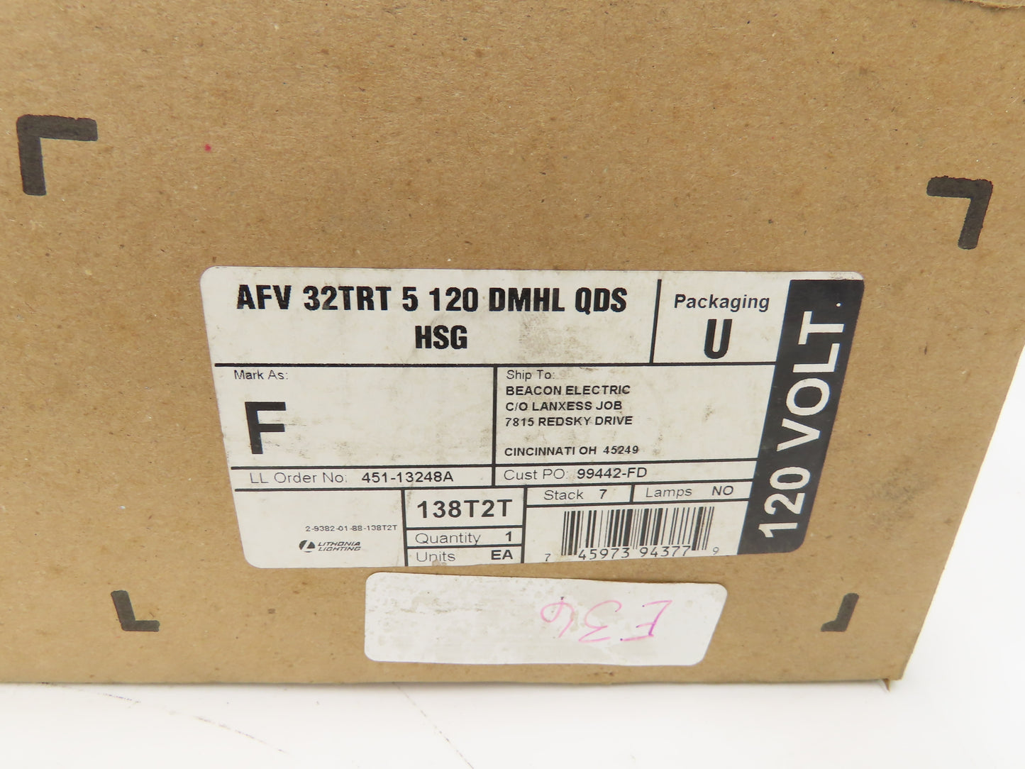 Lithonia Lutron FDB-T432-120-1-S Downlight Housing T4 Dimming Ballast 32W 120V