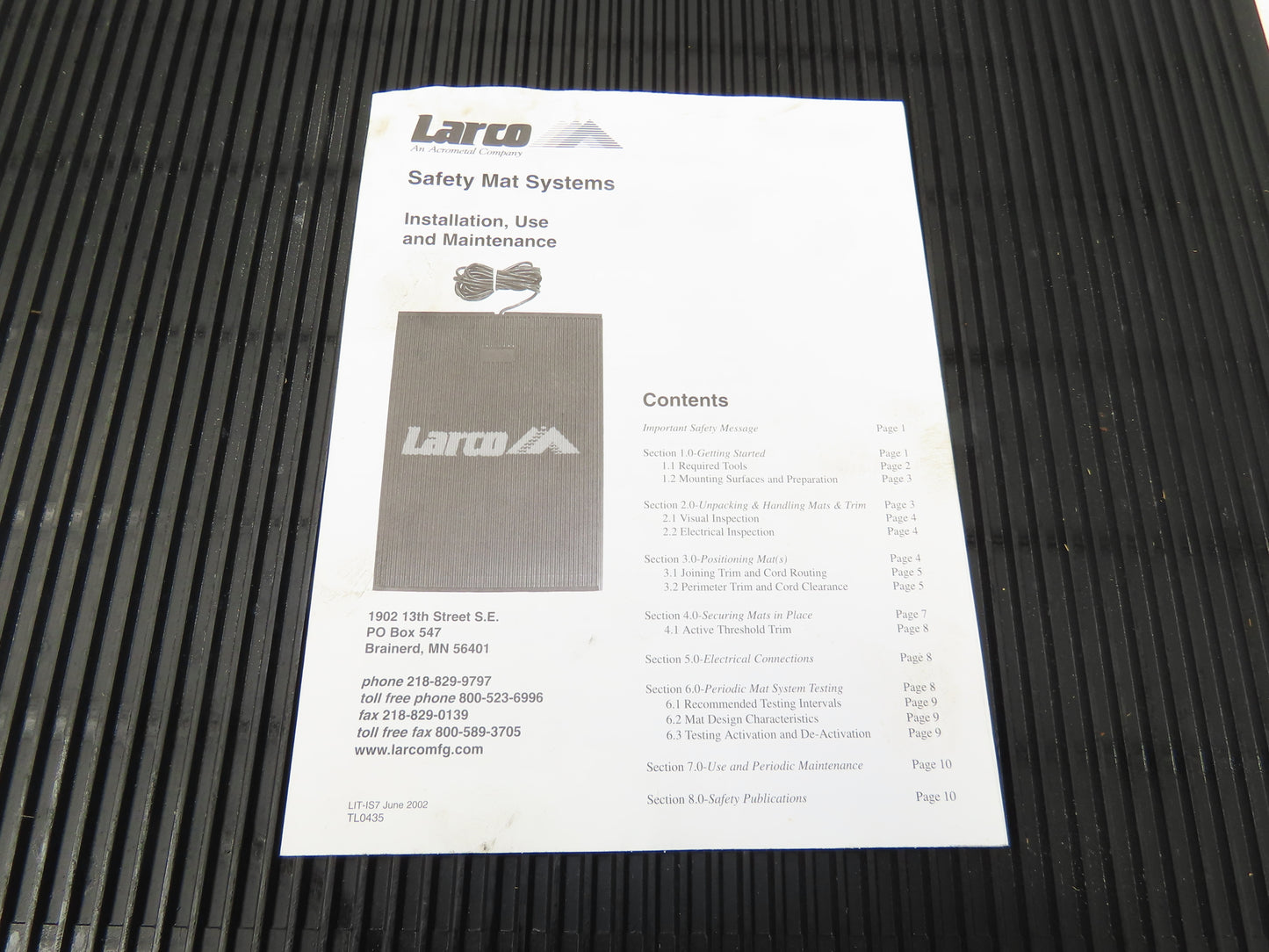 Larco MAT-24-X-42-4W2 Pressure Floor Mat Safety Switch 24x42" Black