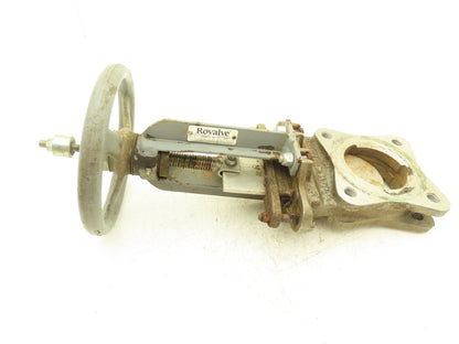 Rovalve S17-A  3" Stainless Knife Gate Valve Lug Style Rubber Seat Rising Stem