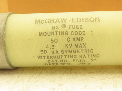 McGraw Edison FA1A50 Current Limiting Fuse 50 Amps 4.3kV Distribution C