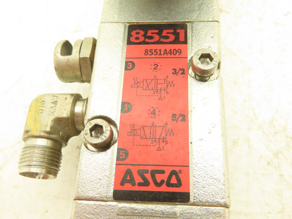 Asco 8551A409  WBIS8551A309 Pneumatic Solenoid Valve 3/2-5/2  1/4"npt  *No Coil