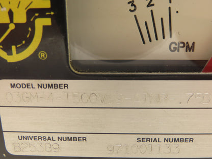 UFM 03GM-4-1500V.9-A1NR-.75D Universal Flow Meter Type 4 Monitor 1/2" NPT 3 Wire