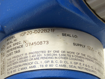 Foxboro IGP20-D22B21F Pressure Transmitter 316L -30 +30"H2O 3626psi 12-42vdc