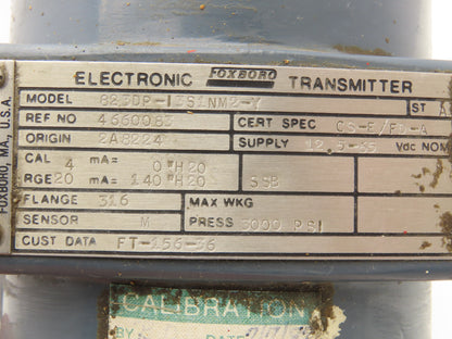 Foxboro 823DP-I3S1NM2-Y Pressure Transmitter 0-140"H2O 12.5-65vdc 3000psi