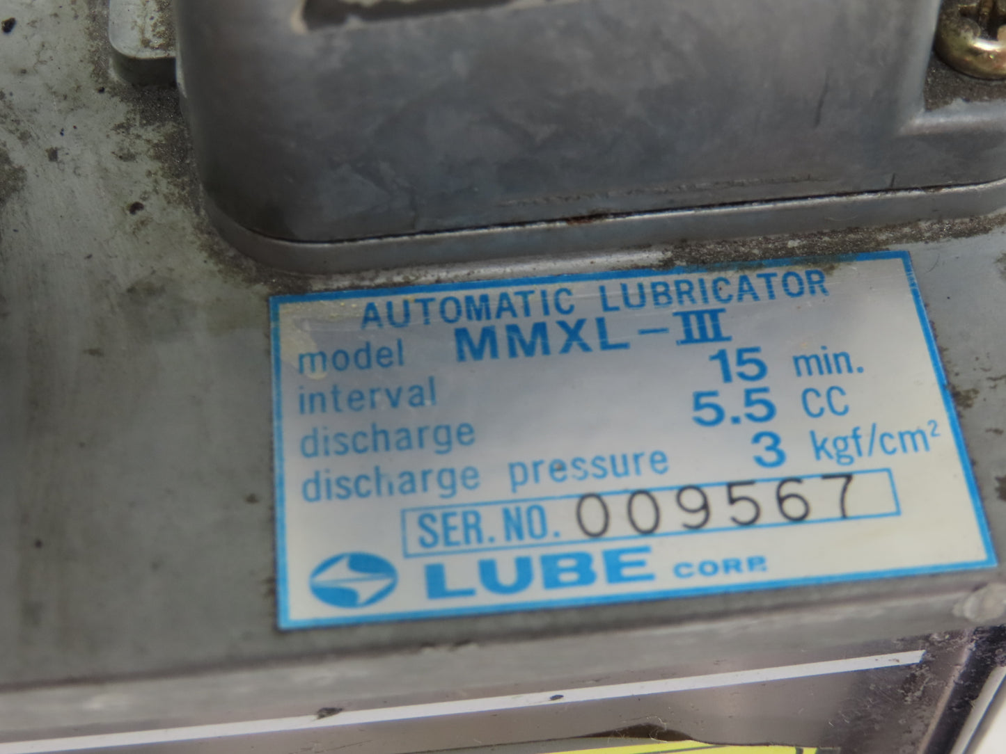 Lube Corp MMXL-III Automatic Lubricator CNC Oil Pump 5.5cc Discharge / 15 min