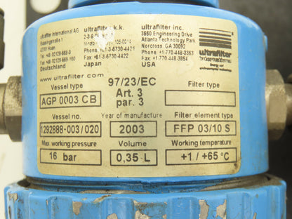 Donaldson/ Airtec AG 0006 Filter Assembly with Valve M 07 310-HN 4 Filters