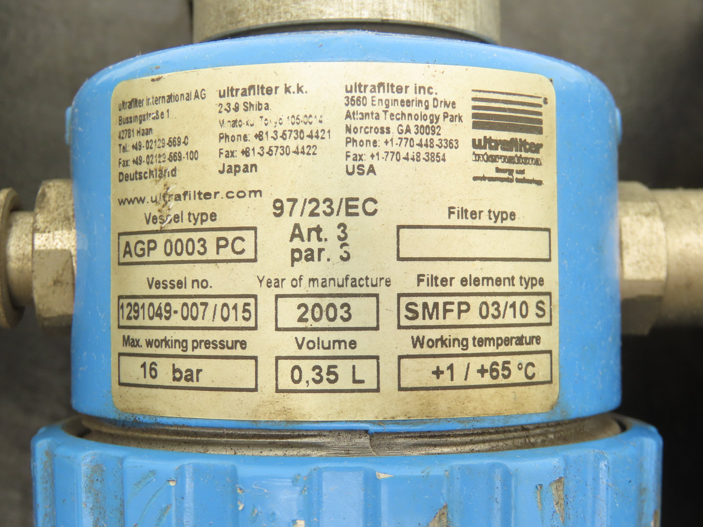 Donaldson/ Airtec AG 0006 Filter Assembly with Valve M 07 310-HN 4 Filters