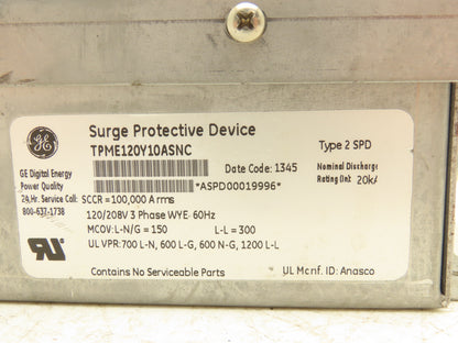General Electric TPME120Y10ASNC Tranquell Surge Protective Device 120/208 3Ph