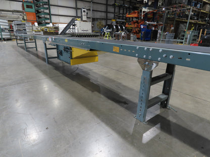 Hytrol 18"x 50' 10" Slider Bed Conveyor 15.5" Belt 2Hp 3PH Center Drive 50FPM