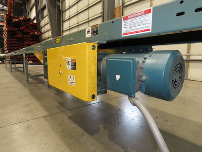Hytrol 18"x 50' 10" Slider Bed Conveyor 15.5" Belt 2Hp 3PH Center Drive 50FPM