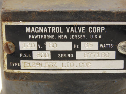 Magnatrol E129L63Z LIQ.CO2 Bronze Solenoid Globe Valve 3/4"npt 500psi 120V