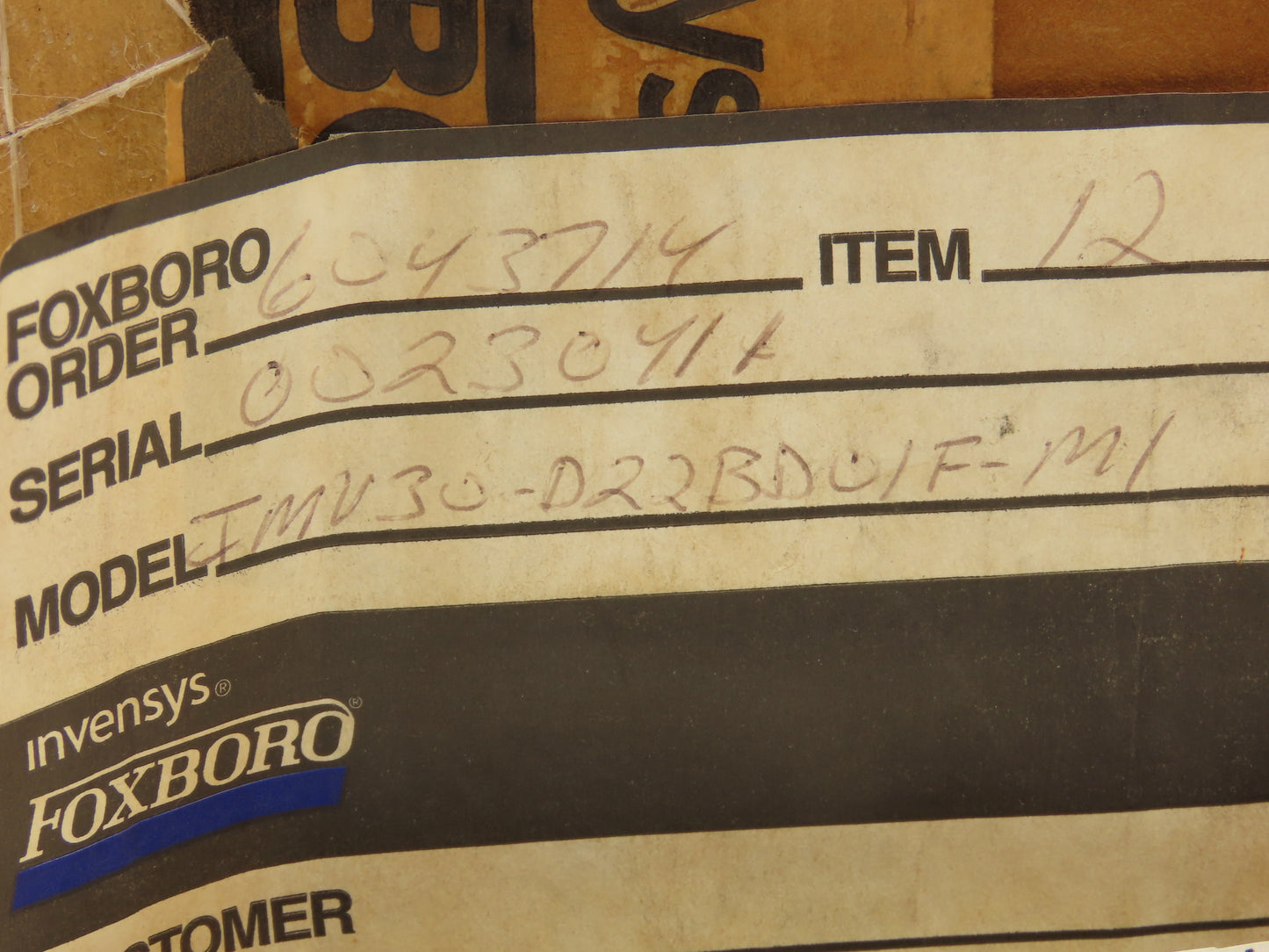 Foxboro IMV30-D22BD01F-M1 Electronic Pressure Transmitter 12.5-42VDC 300PSIA