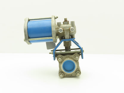 Jamesbury 1 1/2" 4CX 3600 MT3 316SS Socket Ball Valve & Pneumatic Actuator ST50E
