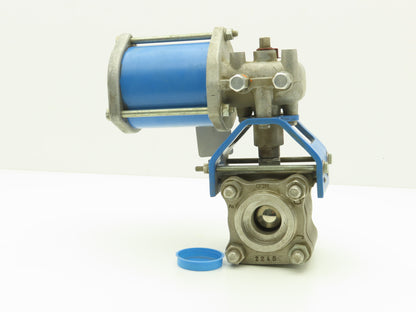 Jamesbury 1 1/2" 4CX 3600 MT3 316SS Socket Ball Valve & Pneumatic Actuator ST50E