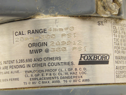 Foxboro IGP10-D20D1F-Z1 Pressure Transmitter 1/2" Stainless Manifold 300 PSI