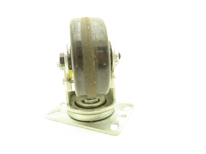 Spring Loaded Swiveling Caster Wheel 4-3/4"x2" Black Plastic 6.25"x4.5" Plate