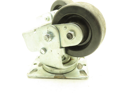 Spring Loaded Swivel Caster 4-3/4"x2" Plastic Wheel 6.25"x4.5" Plate Lot of 2