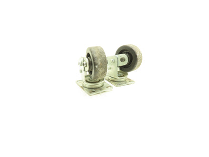 Spring Loaded Swivel Caster 4-3/4"x2" Plastic Wheel 6.25"x4.5" Plate Lot of 2