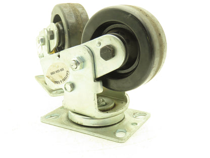 Spring Loaded Swivel Caster 4-3/4"x2" Plastic Wheel 6.25"x4.5" Plate Lot of 2