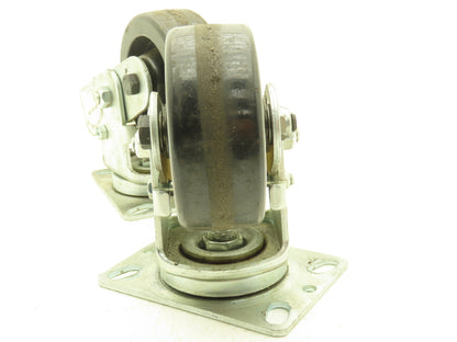 Spring Loaded Swivel Caster 4-3/4"x2" Plastic Wheel 6.25"x4.5" Plate Lot of 2