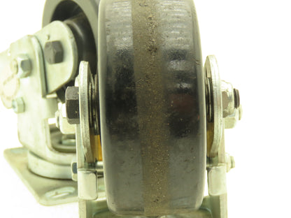 Spring Loaded Swivel Caster 4-3/4"x2" Plastic Wheel 6.25"x4.5" Plate Lot of 2