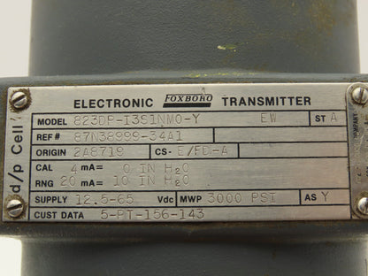 Foxboro 823DP-I3S1NM0-Y Pressure Transmitter 0-10"H2O 3000psi 12.5-65VDC