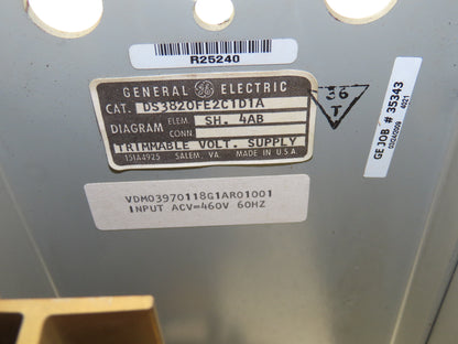 General Electric DS3820FE2C1D1A Trimmable Voltage Power Supply Input: 460V 650Hz